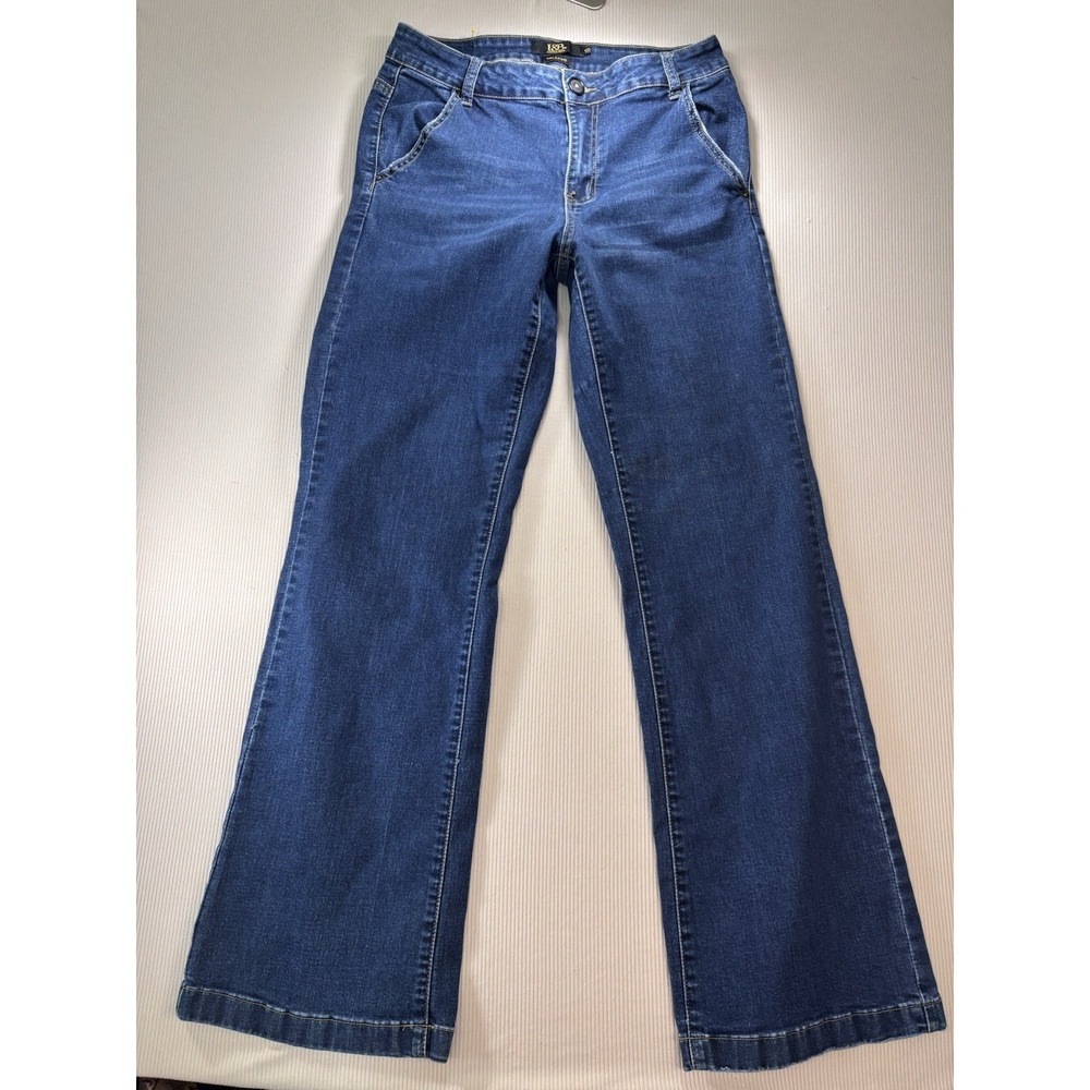 L & B Women's Palazzo Jeans Wide Leg Size 12 (32X32) Dark Blue Hippie Boho